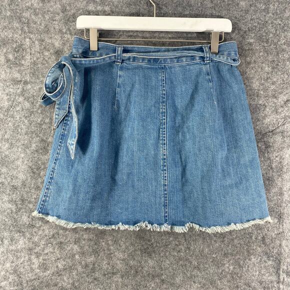 Madewell Skirt 6 Blue Denim Wrap Waist Mini Preppy High Rise - Picture 2 of 10